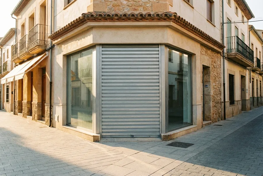 Cierre metálico enrollable de acero galvanizado en local comercial de Gavà