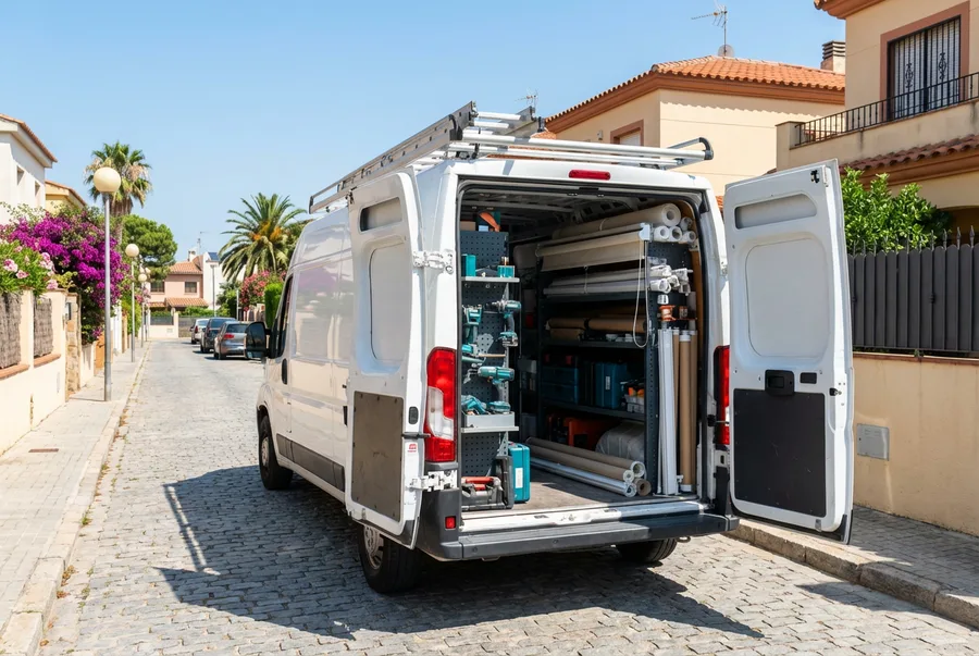 Furgoneta de servicio de persianeros profesionales en Gavà